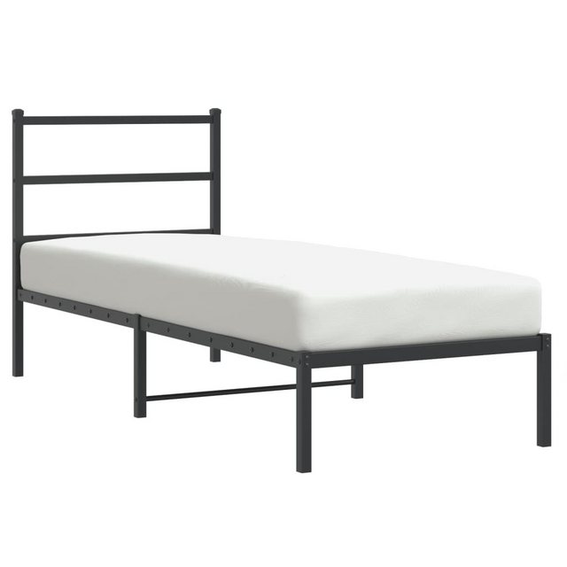 vidaXL Bettgestell, Bettrahmen mit Kopfteil Metall Schwarz 75x190 cm günstig online kaufen