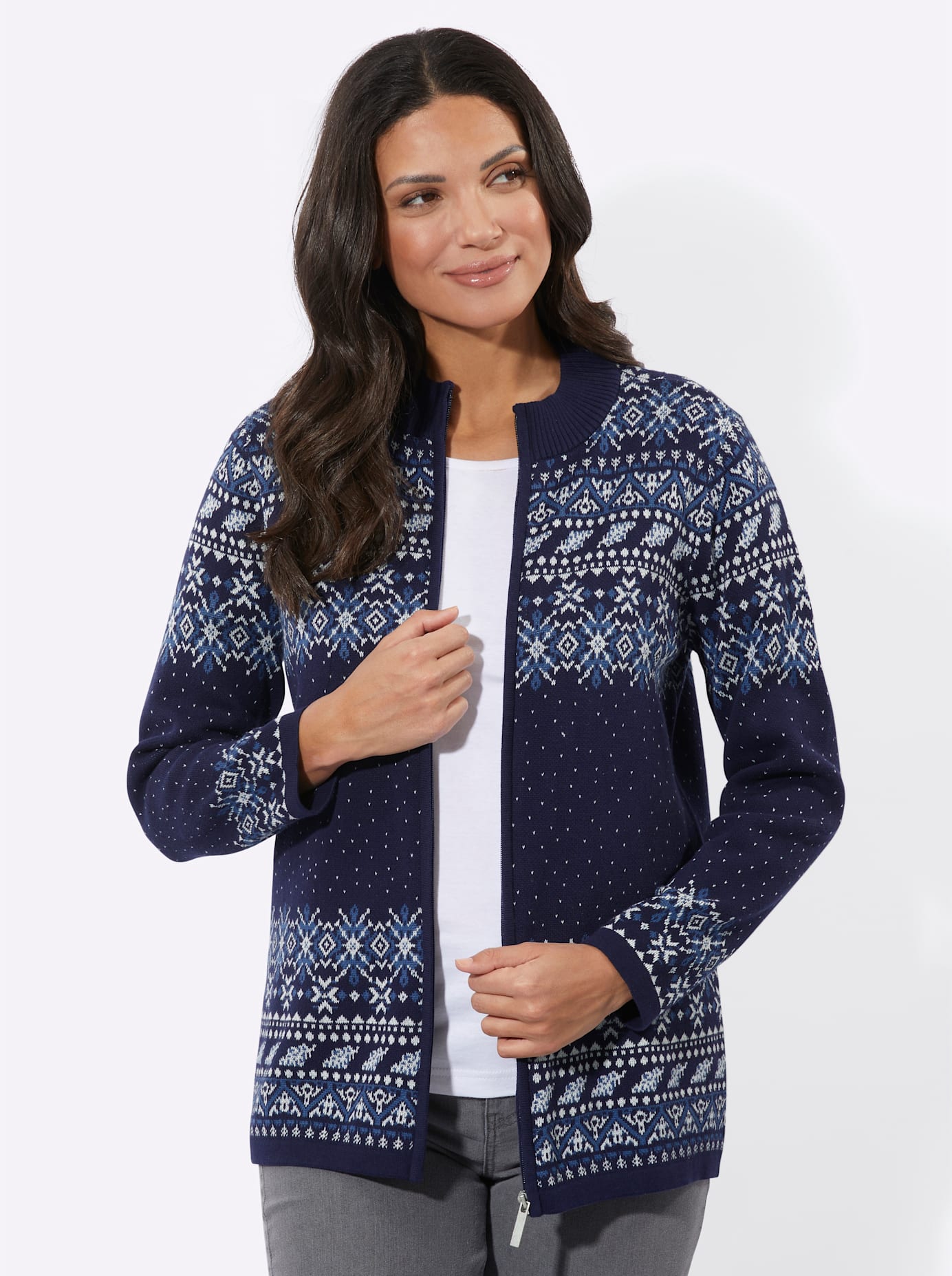 Classic Basics Jacquardstrickjacke günstig online kaufen