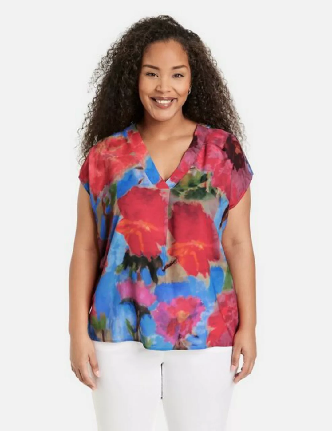 Samoon Kurzarmshirt Blusenshirt mit Flower-Print günstig online kaufen