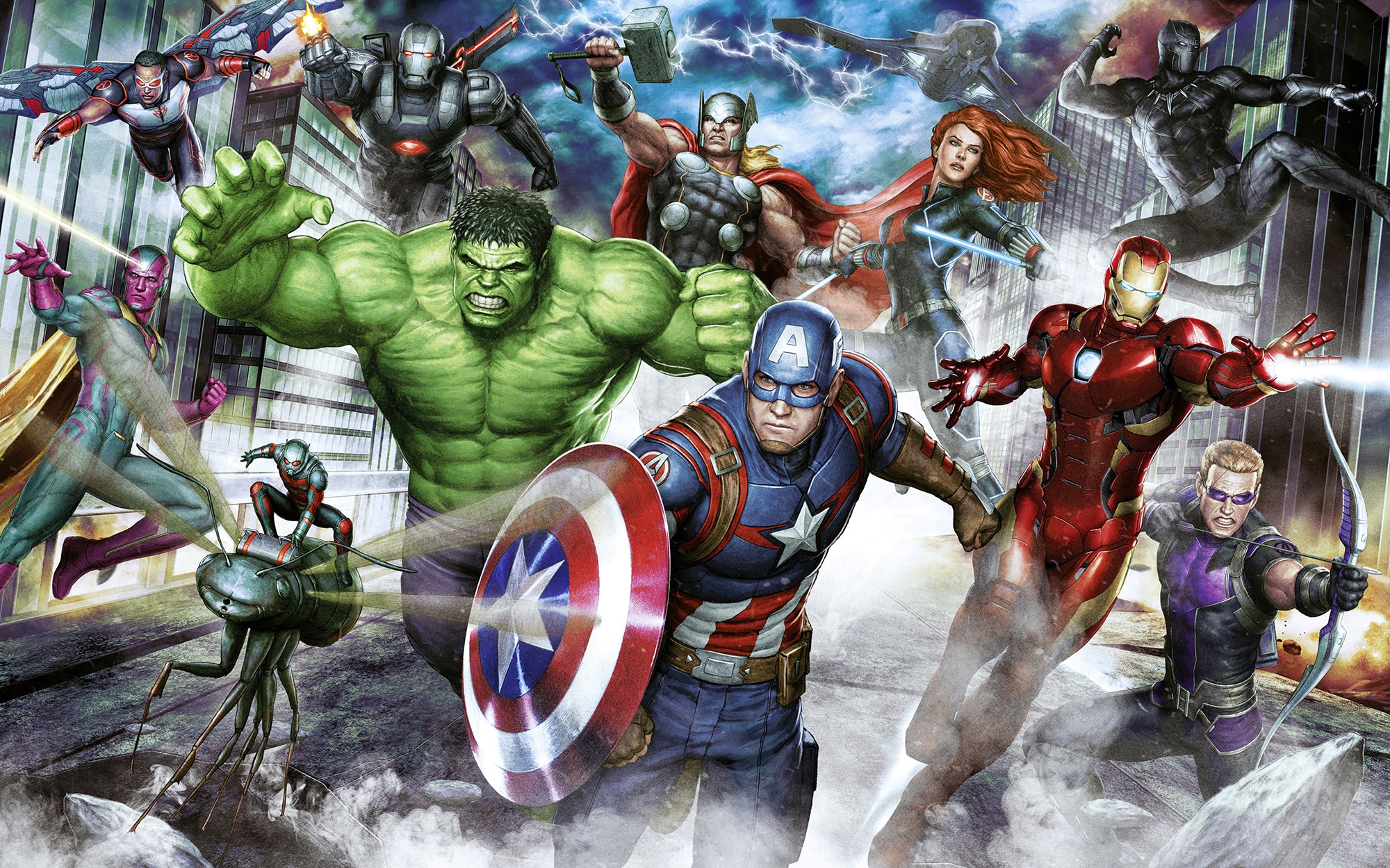 Komar Vlies Fototapete Marvel Avengers Assemble Bunt günstig online kaufen