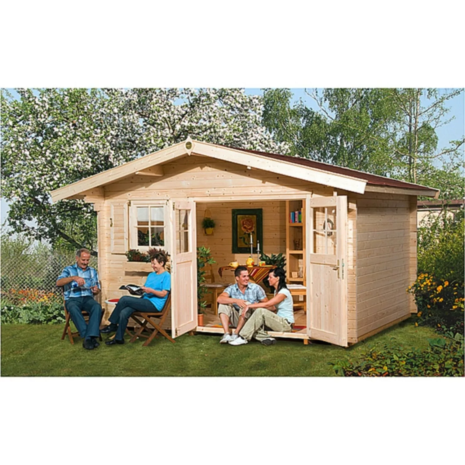 weka Gartenhaus Verona A natur 340 x 250 cm, Vordach 60 cm günstig online kaufen