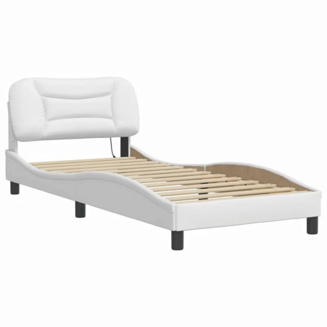 vidaXL Bett Bettgestell mit Kopfteil Weiß und Schwarz 90x190 cm Kunstleder günstig online kaufen