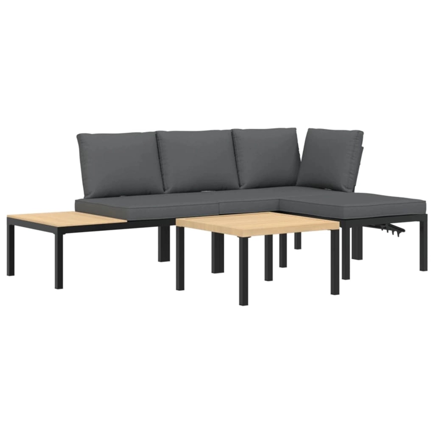 vidaXL 4-tlg Garten-Sofagarnitur mit Kissen Schwarz Aluminium Modell 3 günstig online kaufen