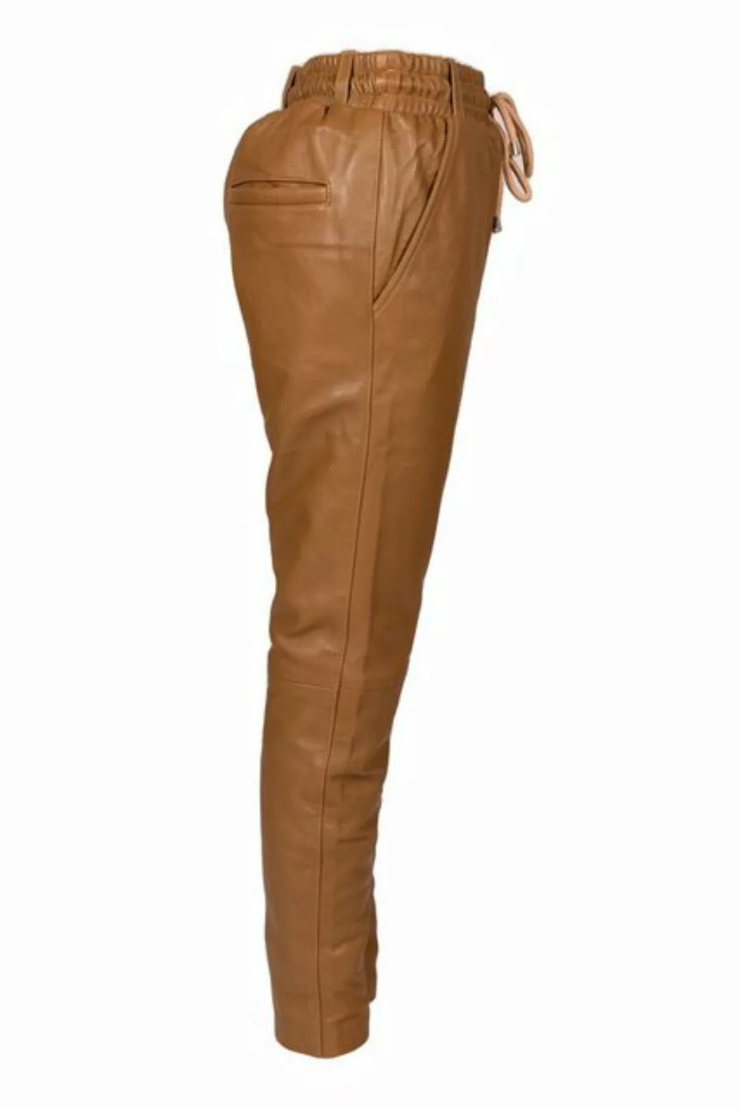 Be Noble Lederhose Wellness Damen Legere Lederhose mit Tunnelzug in beige günstig online kaufen