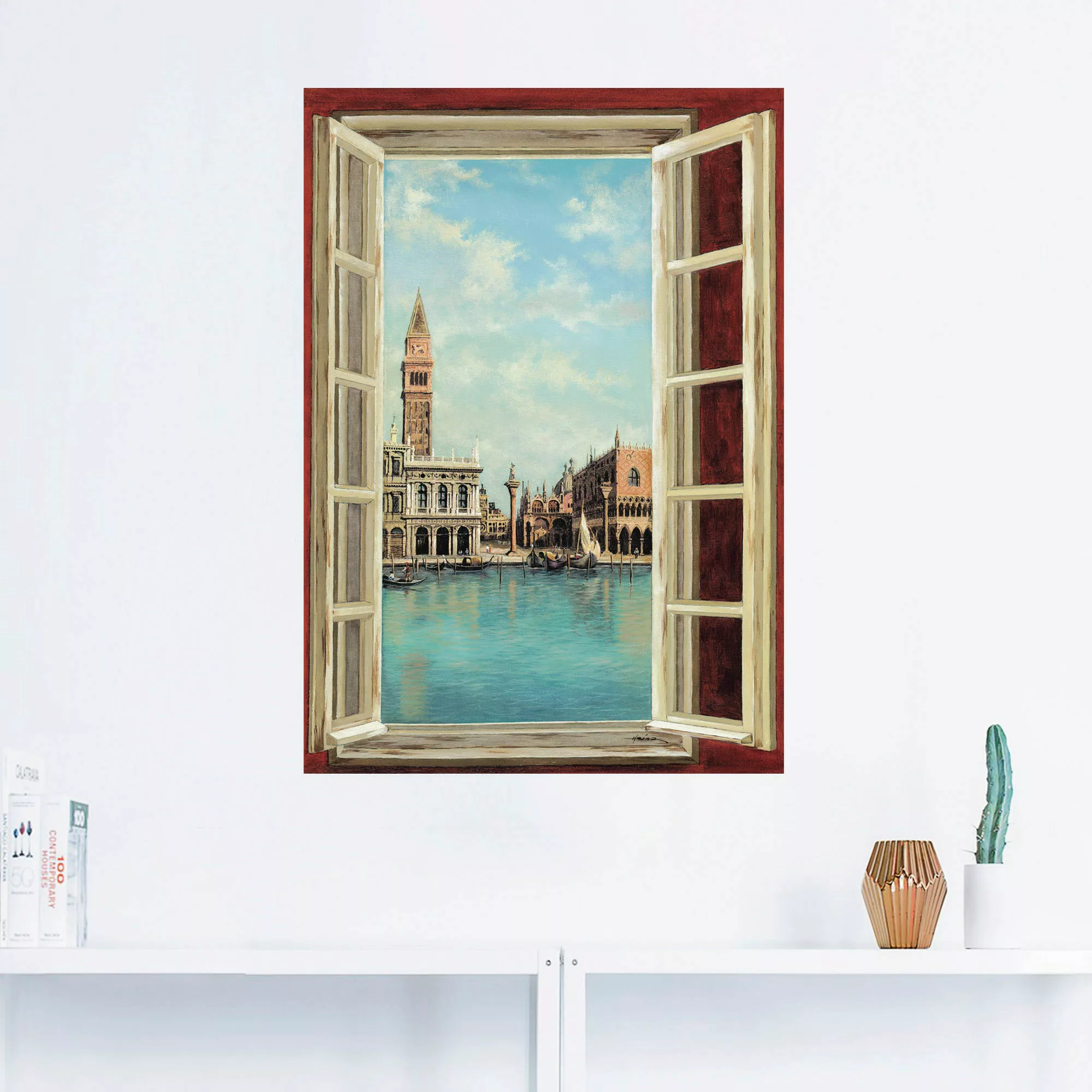 Artland Wandbild "Fenster mit Blick auf Venedig", Fensterblick, (1 St.), al günstig online kaufen