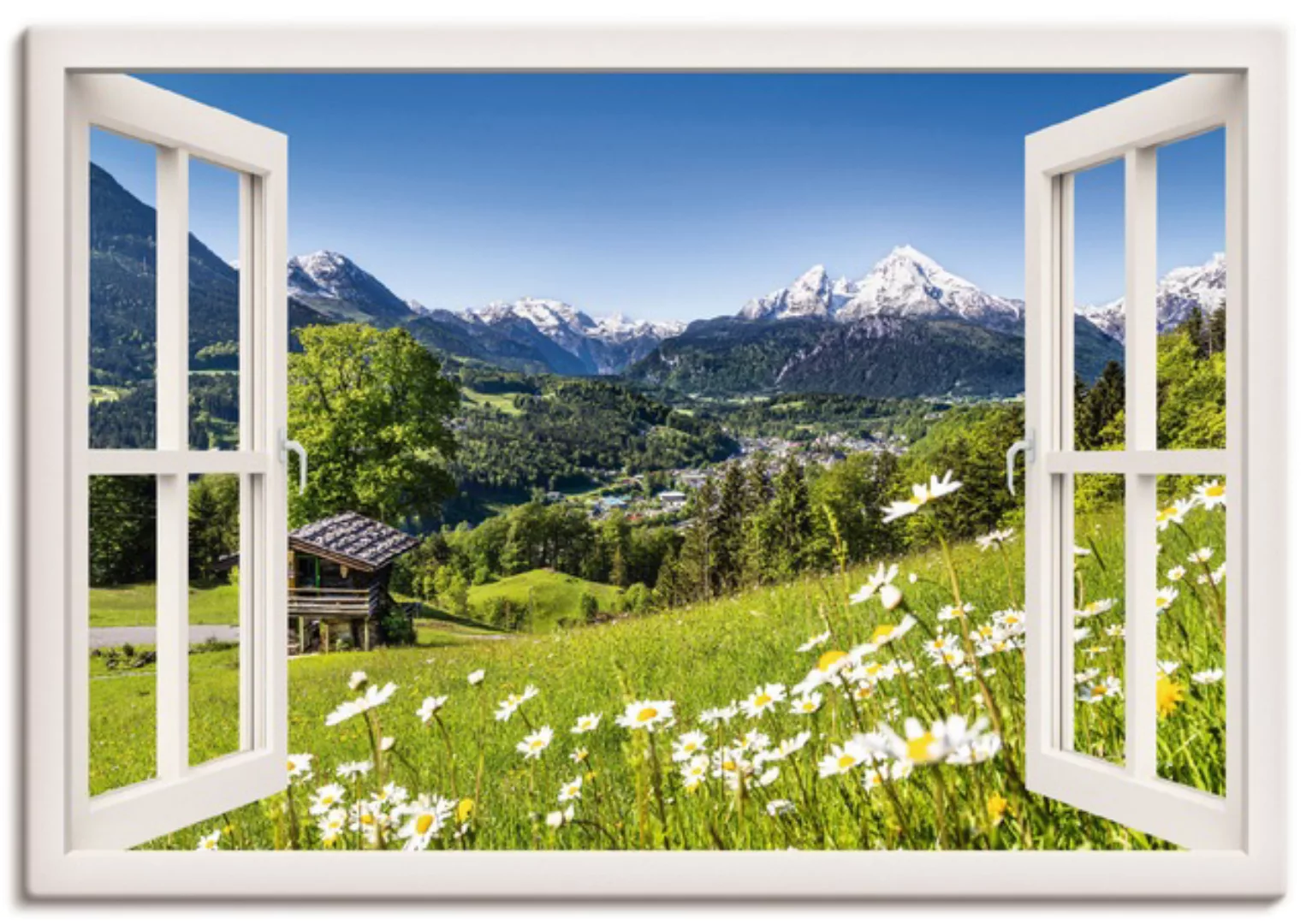 Artland Wandbild "Fensterblick Bayerischen Alpen", Berge, (1 St.), als Alub günstig online kaufen