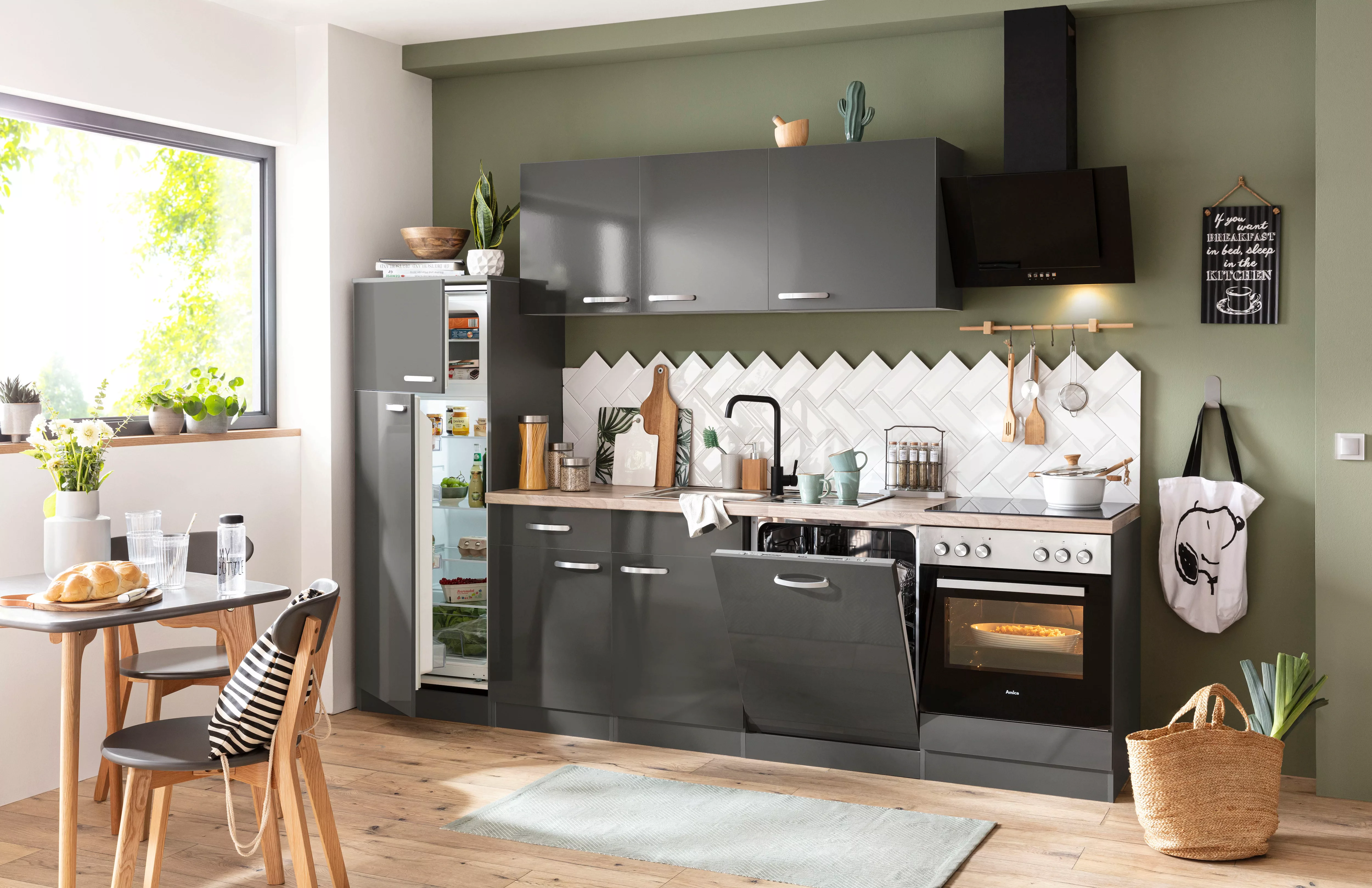 wiho Küchen Küchenzeile "Kansas", mit E-Geräten, Breite 280 cm günstig online kaufen
