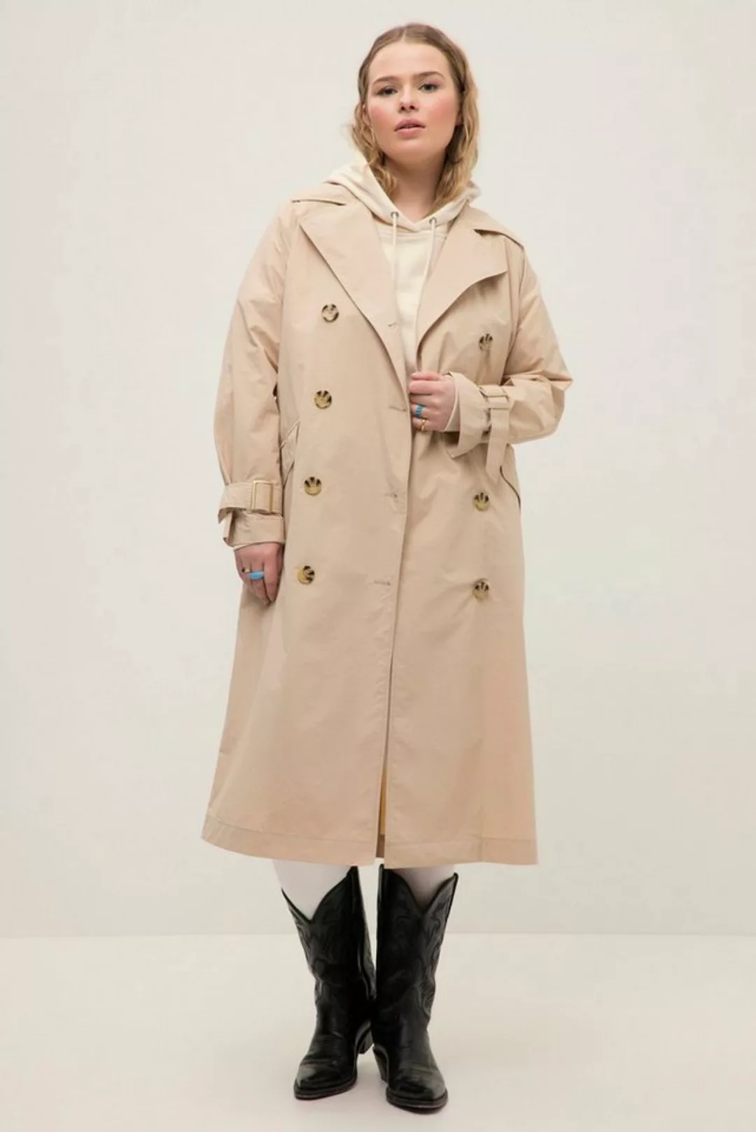 Studio Untold Wintermantel Trenchcoat oversized Revers Bindegürtel günstig online kaufen