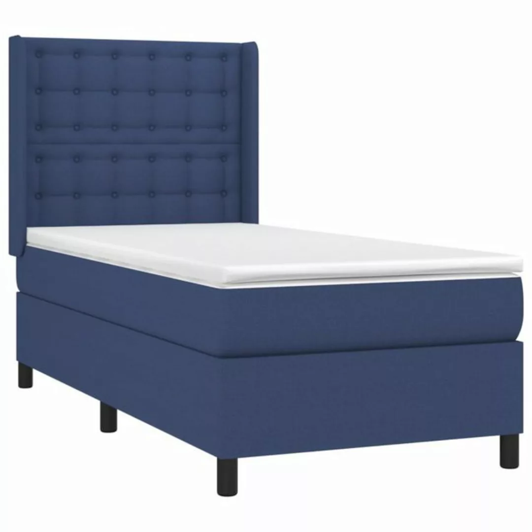 vidaXL Boxspringbett Boxspringbett mit Matratze Blau 100x200 cm Stoff Bett günstig online kaufen