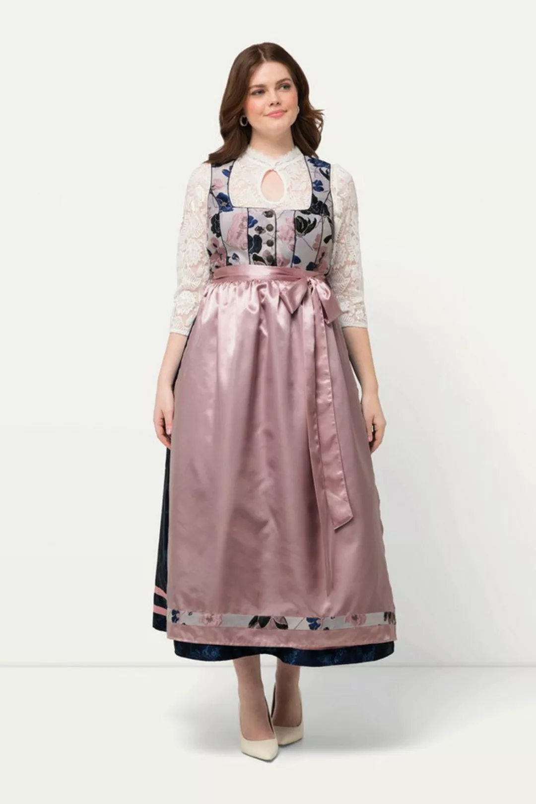 Ulla Popken Dirndl Dirndl Blüten Schmuckknöpfe Carree-Ausschnitt günstig online kaufen