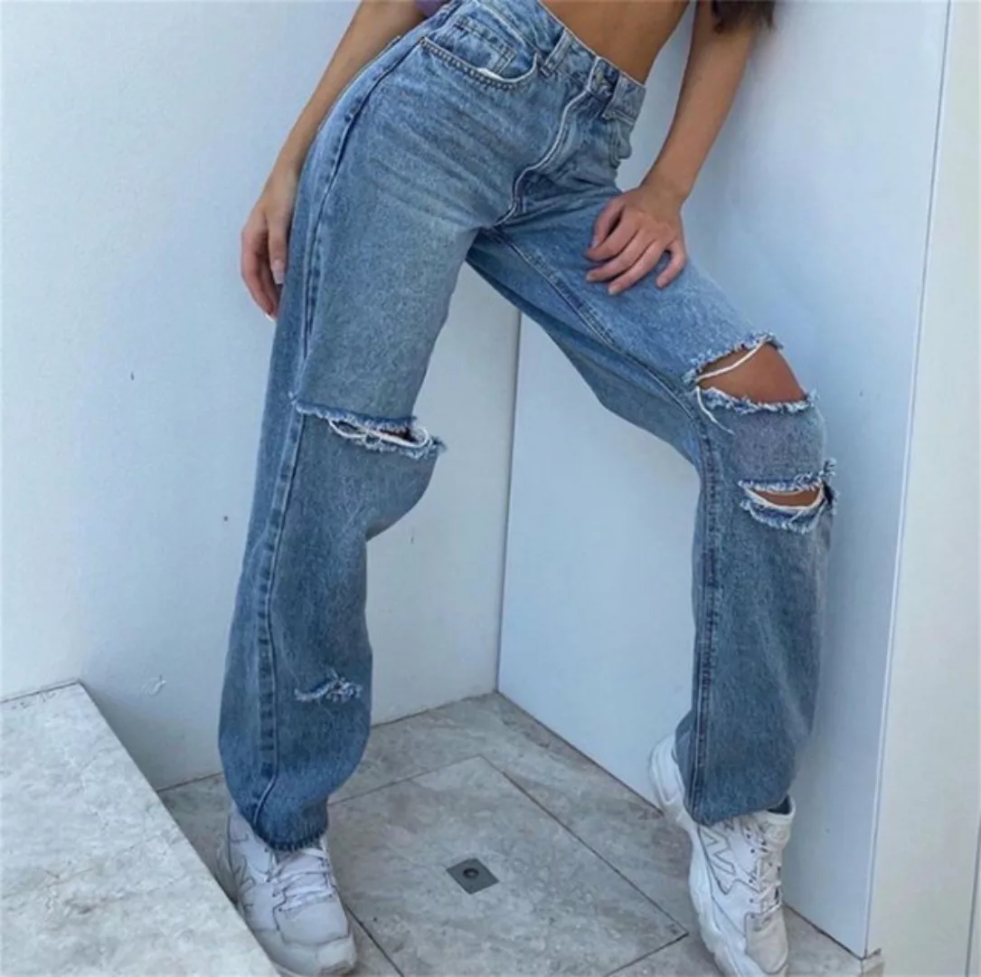 RUZU UG Stretch-Jeans Damenjeans Skinny Jeans Gerade Hose mit hoher Taille günstig online kaufen