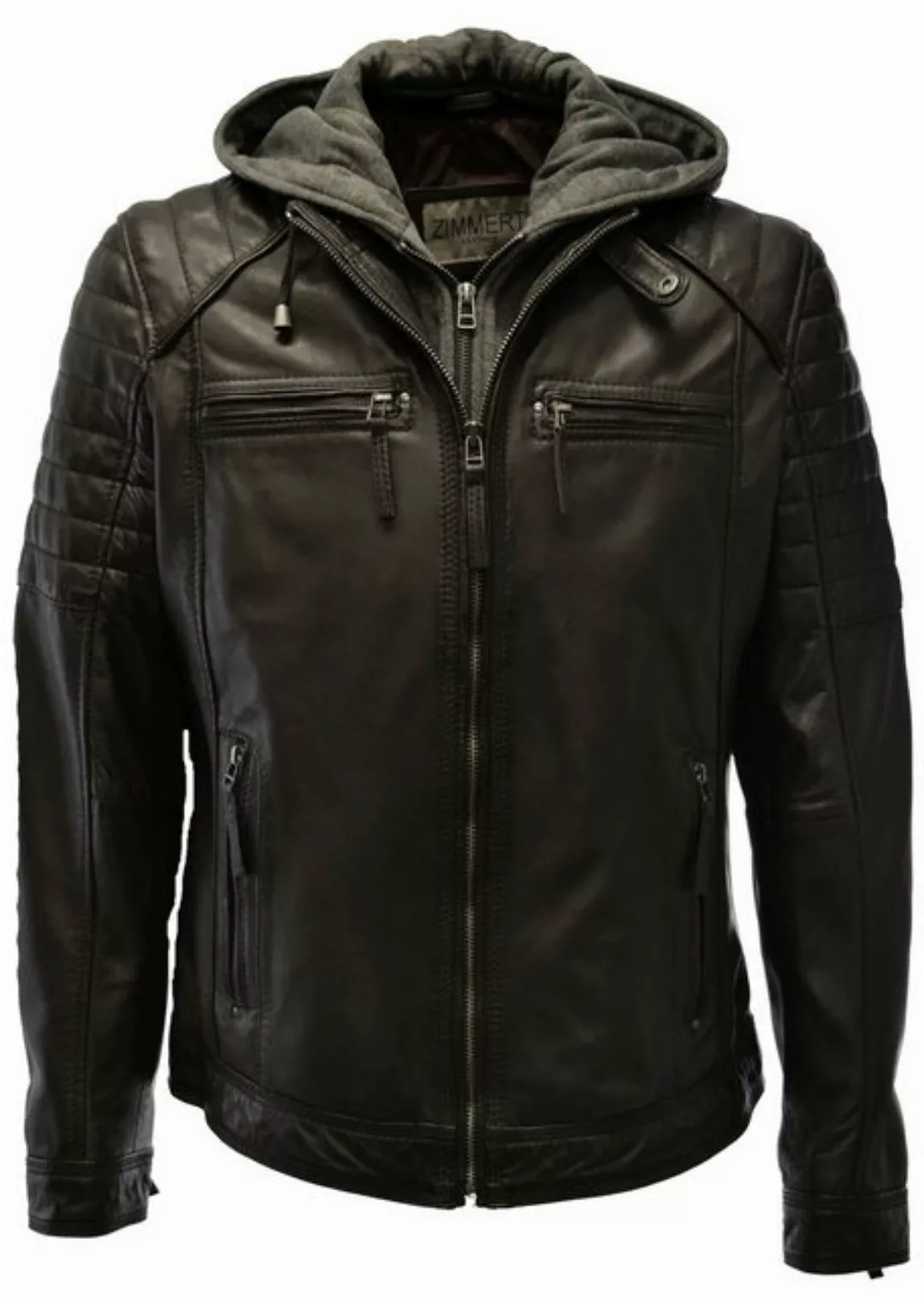 Zimmert Leather Lederjacke Carlo mit abnehmbarer Kapuze, Cognac, Schwarz, D günstig online kaufen