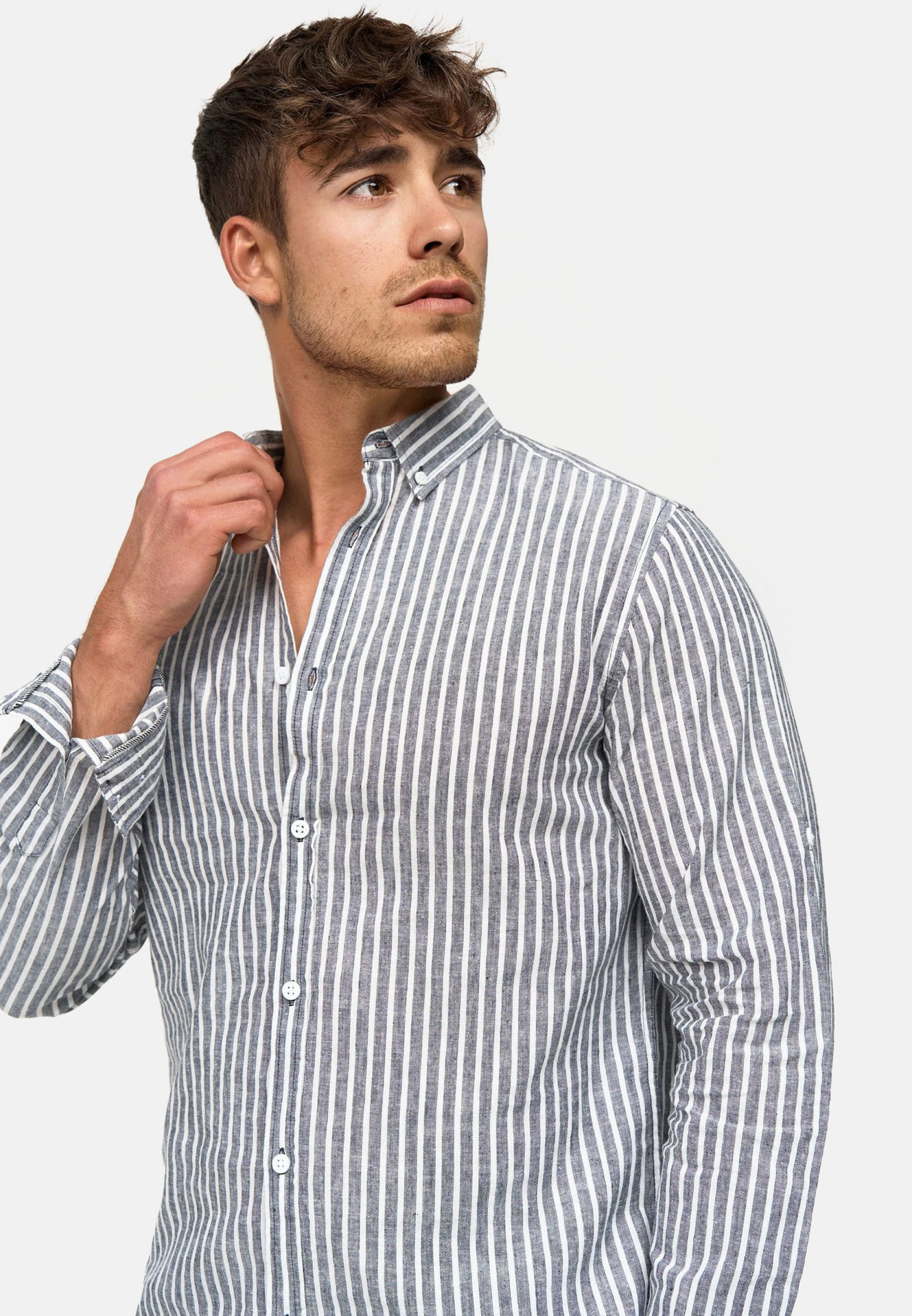 Indicode Langarmhemd Brayden mit Button-Down-Kragen günstig online kaufen