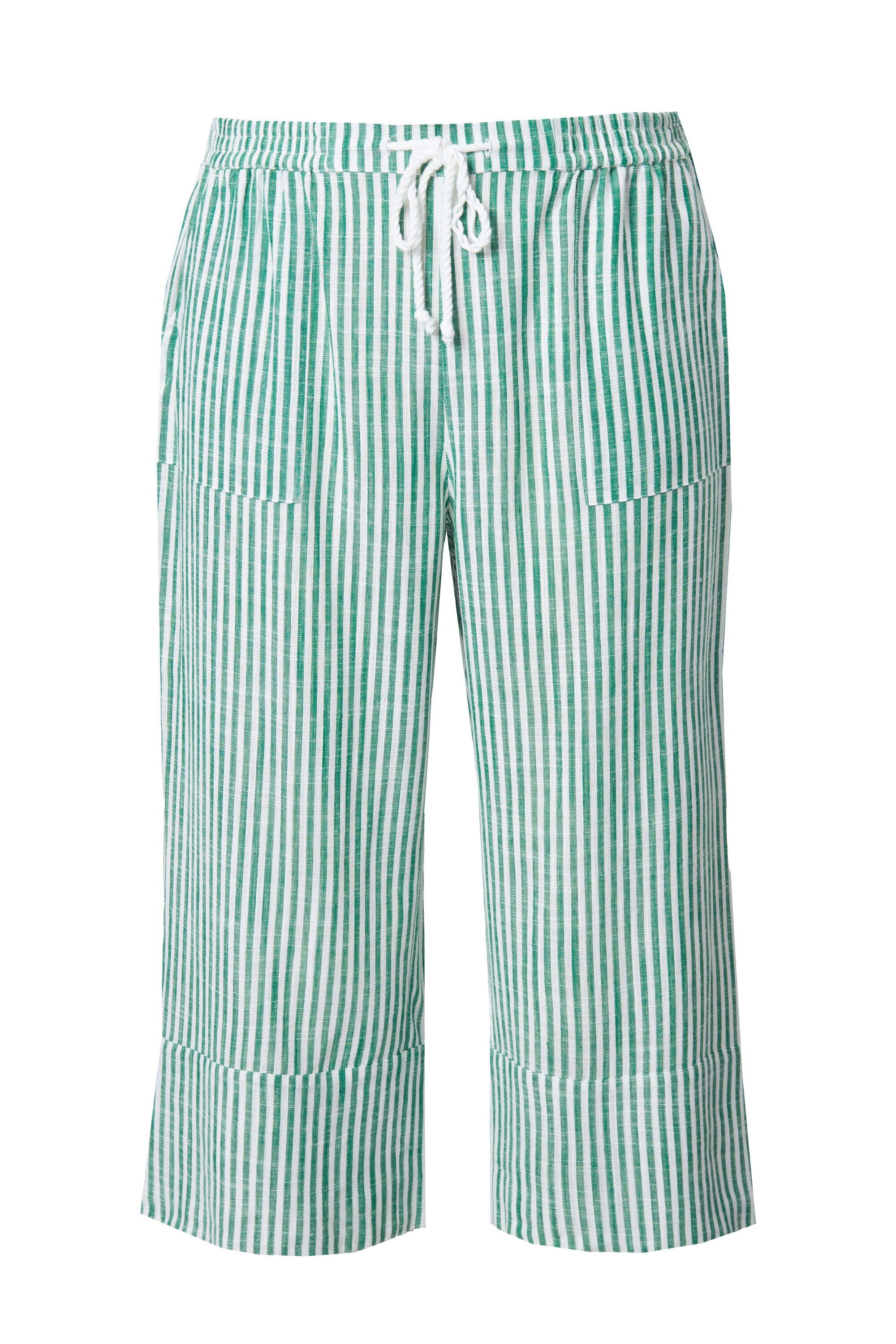 Ulla Popken Schlupfhose Leinenmix-Culotte Rose Streifen günstig online kaufen