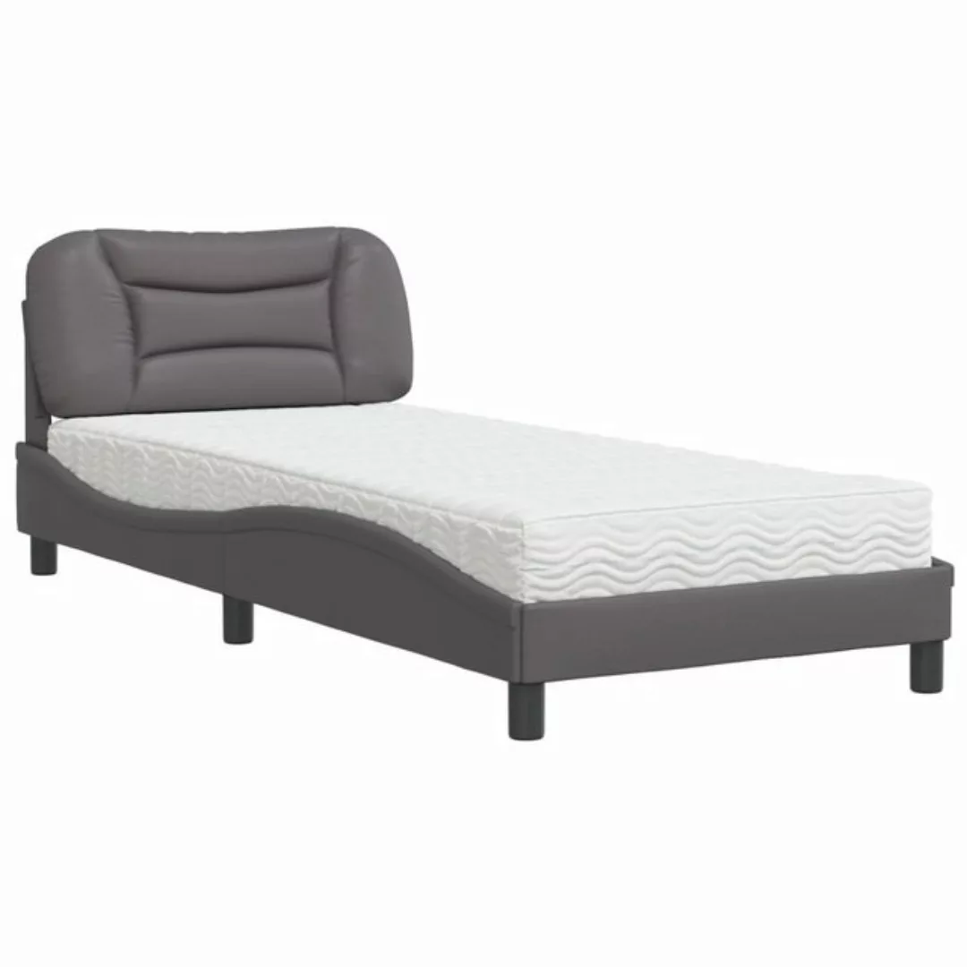 vidaXL Bett Bett mit Matratze Grau 80x200 cm Kunstleder günstig online kaufen