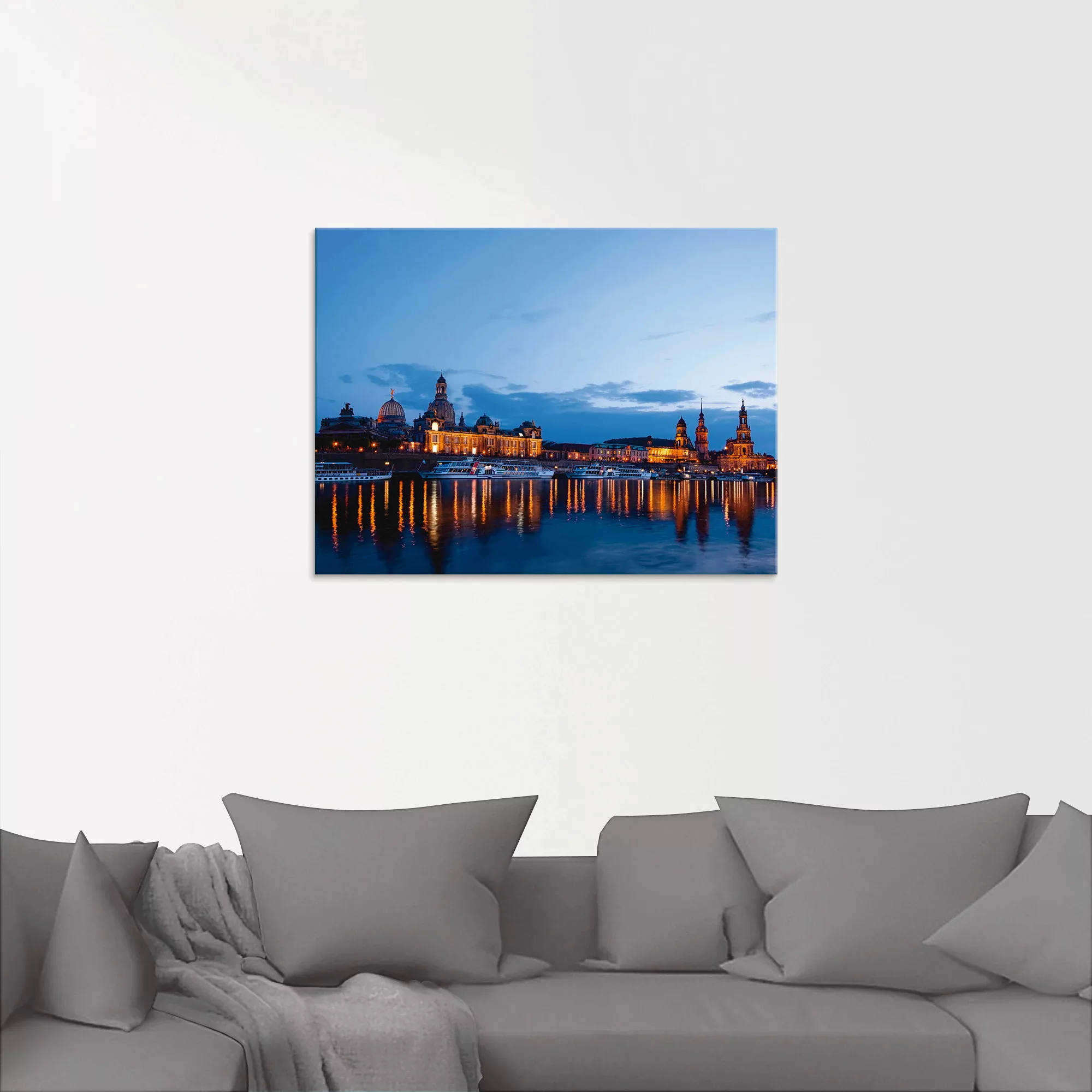 Artland Glasbild "Dresden Silhouette blaue Stunde", Deutschland, (1 St.), i günstig online kaufen