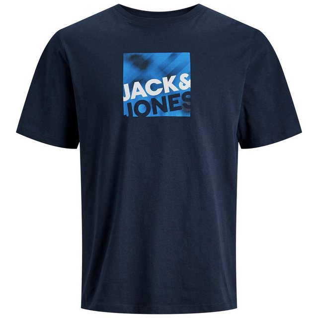 Jack & Jones Rundhalsshirt Große Größen Herren T-Shirt navy Labelprint Jack günstig online kaufen