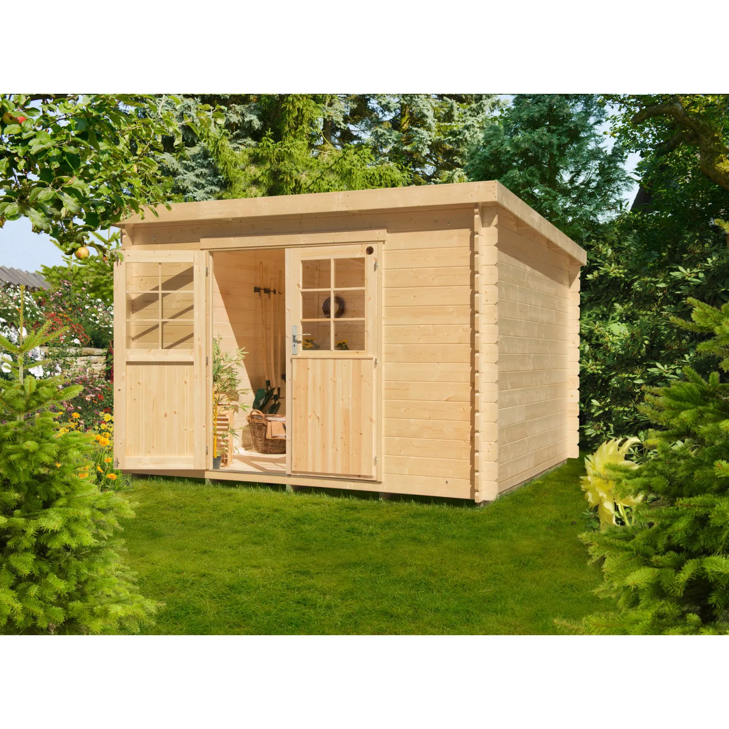 Kiehn-Holz Holz-Gartenhaus/Gerätehaus KH 28-048 Unberührt 300 cm x 240 cm günstig online kaufen