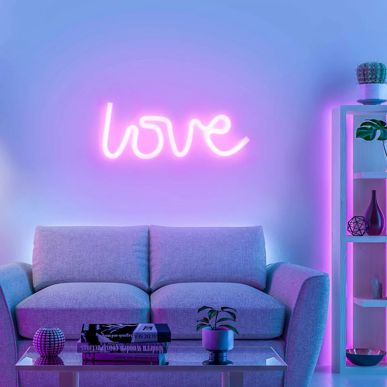 LED-Wandleuchte Neon Love, USB günstig online kaufen