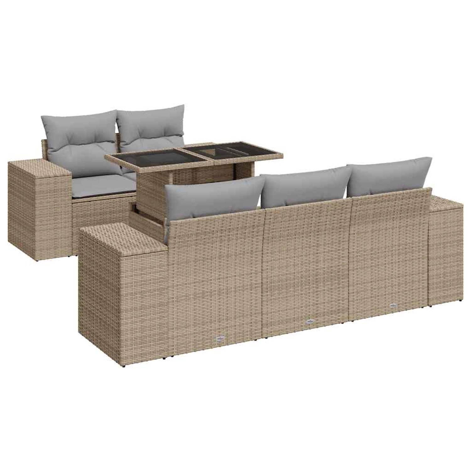 vidaXL 6-Tlg Garten-Sofagarnitur mit Kissen Beige Poly Rattan 3326730 günstig online kaufen