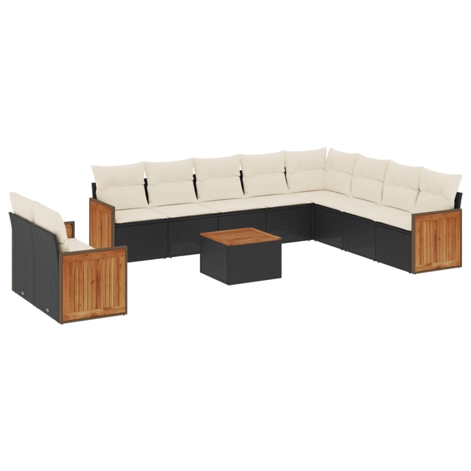 vidaXL 11-Tlg Garten-Sofagarnitur mit Kissen Schwarz Poly Rattan 3260201 günstig online kaufen