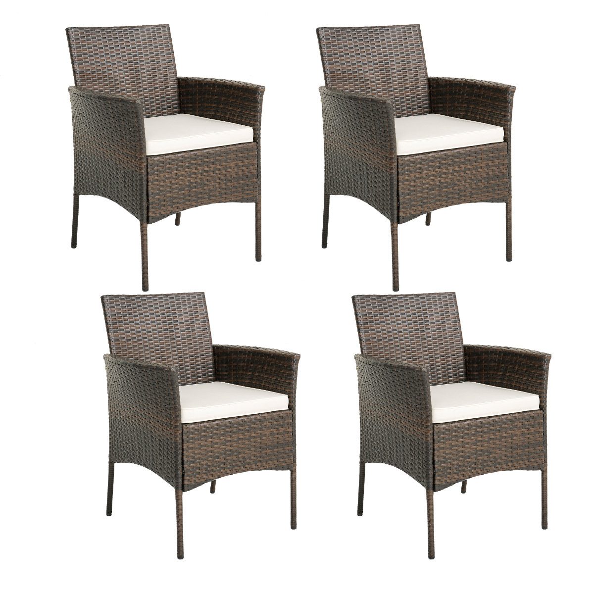 COSTWAY Gartenstuhl, 4er Set, aus Rattan, günstig online kaufen