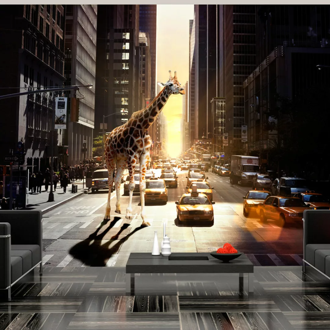 Fototapete - Giraffe in einer großen Stadt günstig online kaufen