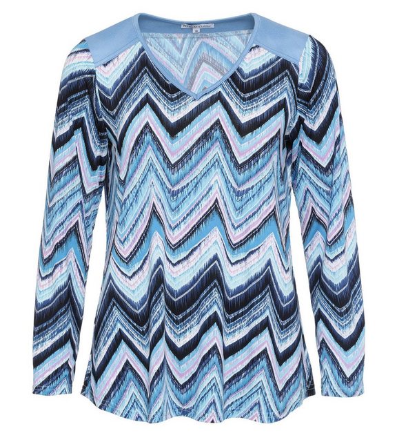 MONACO blue Druckbluse Longsleeve figurumspielend in Zick-Zack-Optik günstig online kaufen