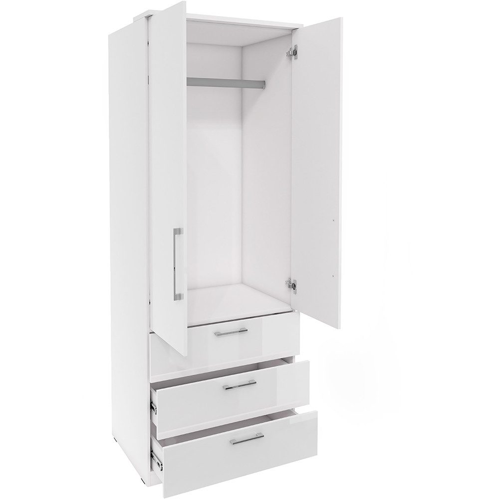 Lomadox Kleiderschrank OLMO-83 weiß mit Fronten günstig online kaufen