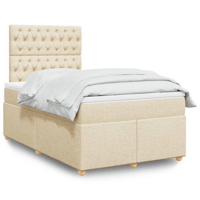 vidaXL Boxspringbett, Boxspringbett mit Matratze Creme 120x200 cm Stoff günstig online kaufen