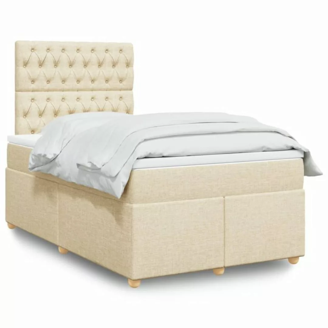 vidaXL Boxspringbett, Boxspringbett mit Matratze Creme 120x190 cm Stoff günstig online kaufen