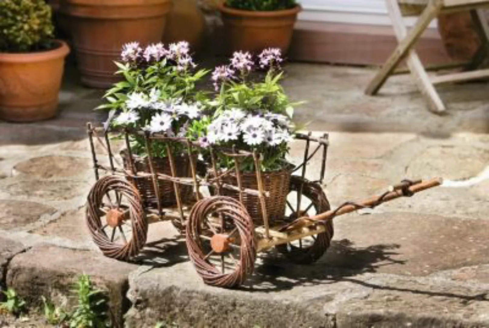HOME Living Pflanz-Korb Leiterwagen Blumentöpfe braun günstig online kaufen
