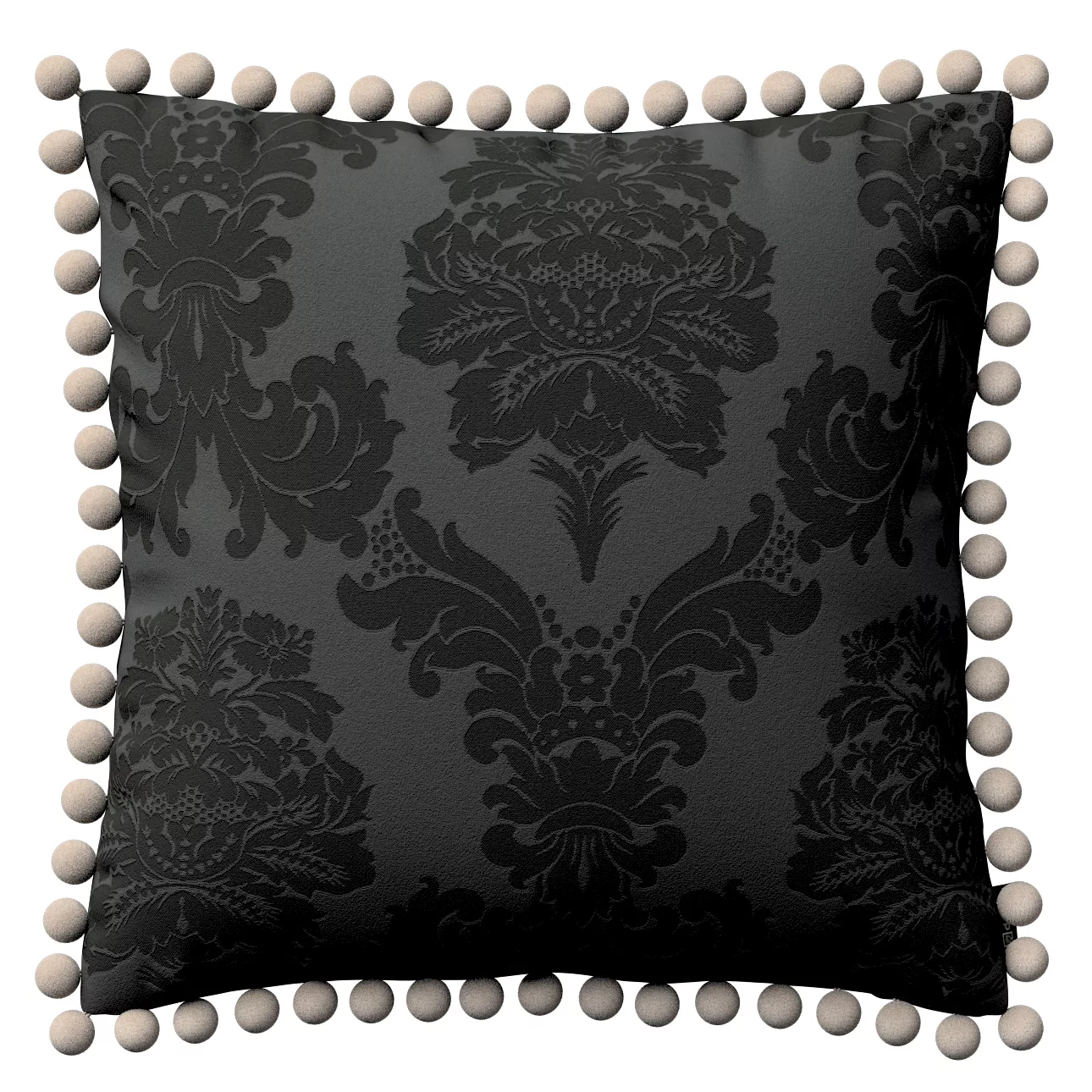 Kissenhülle Wera mit Bommeln, schwarz, 45 x 45 cm, Damasco (613-32) günstig online kaufen