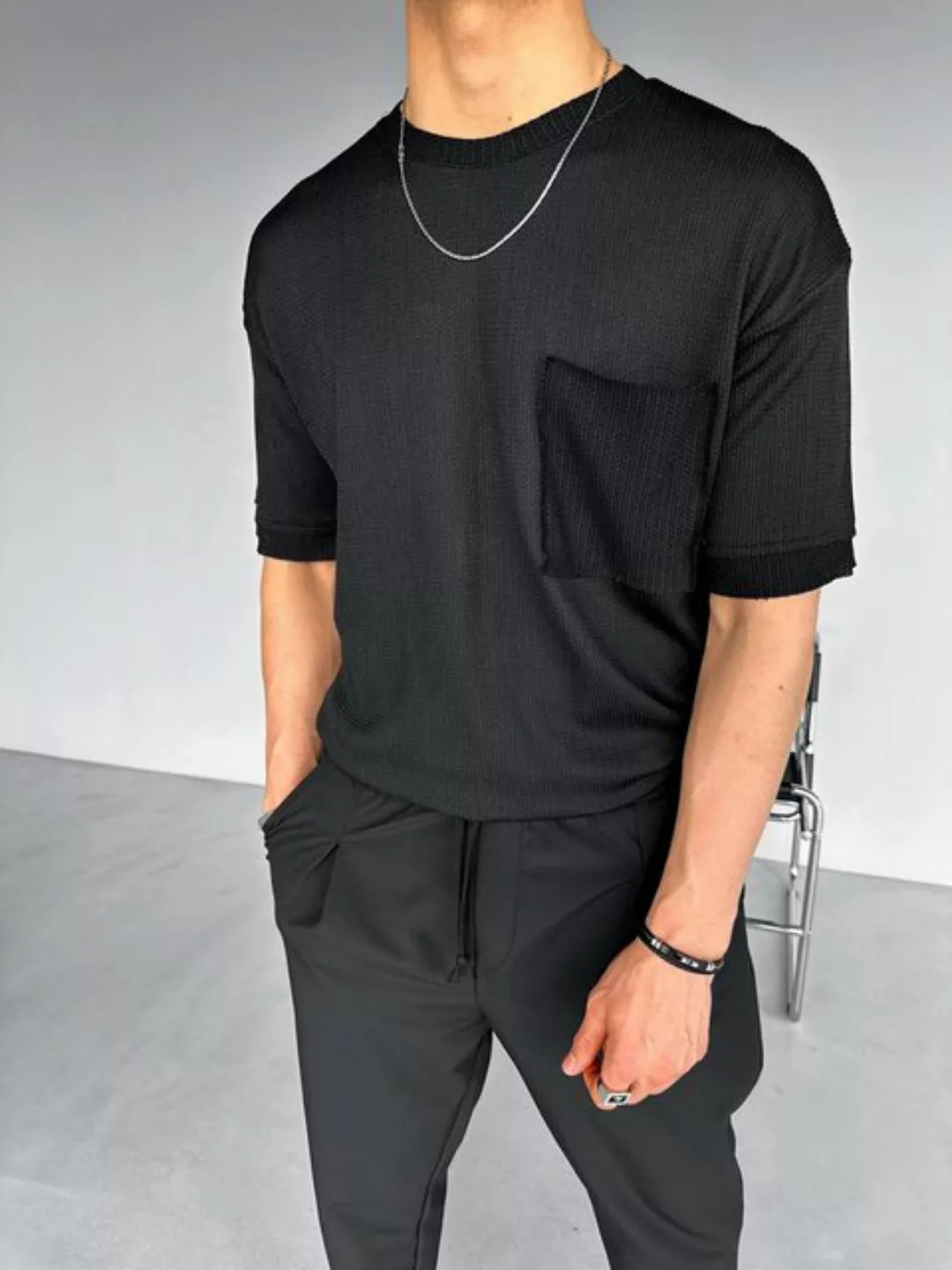 Abluka T-Shirt OVERSIZE LONG KNIT STRUCTURE T-SHIRT günstig online kaufen