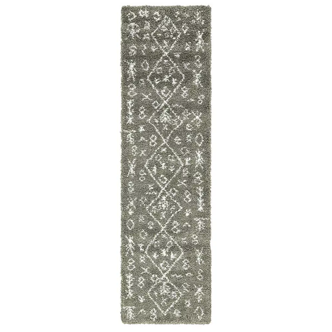 Shaggy Teppich Grau mit abstraktem Muster Cremefarben günstig online kaufen