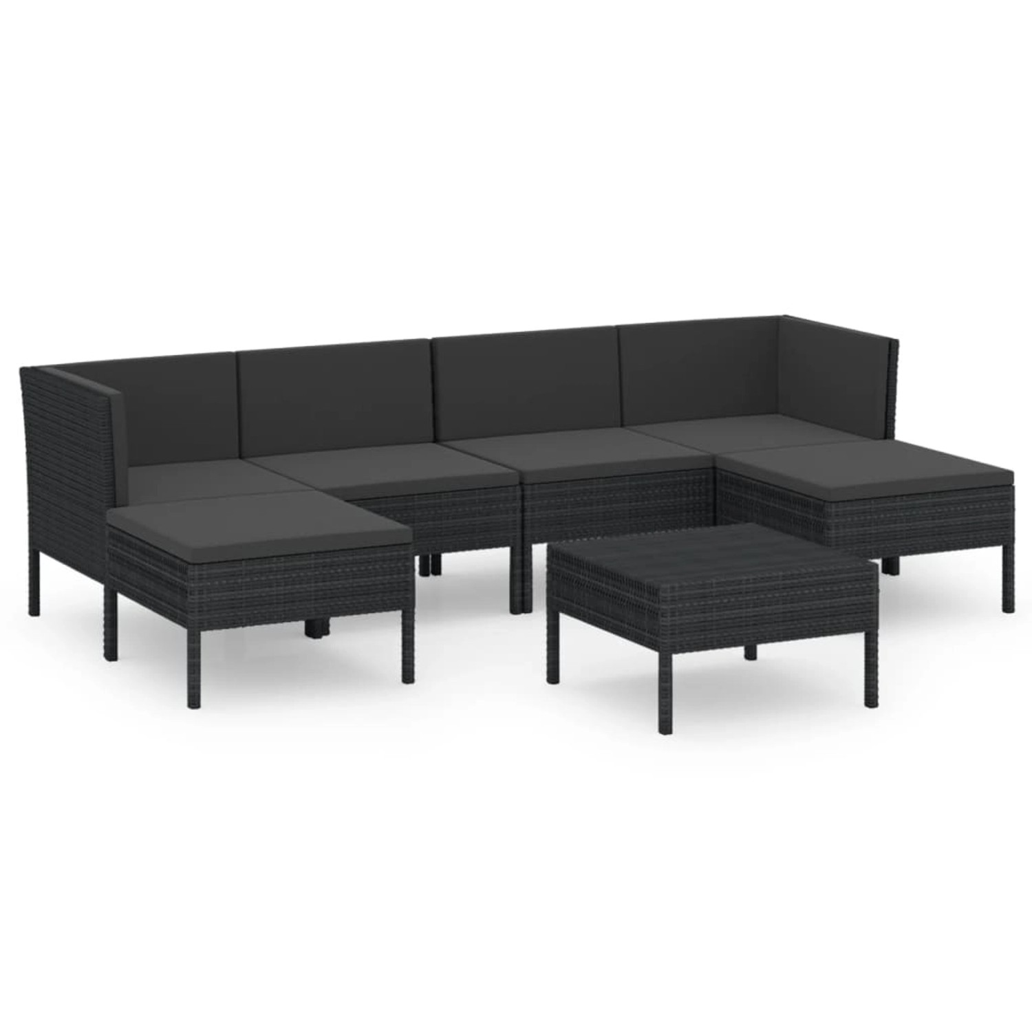 7-tlg. Garten-lounge-set Mit Auflagen Poly Rattan Schwarz günstig online kaufen