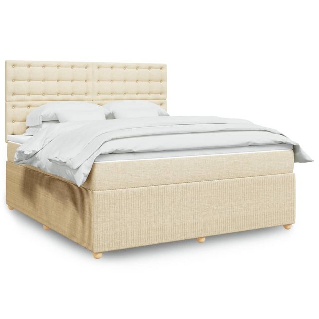 vidaXL Boxspringbett, Boxspringbett mit Matratze Creme 180x200 cm Stoff günstig online kaufen