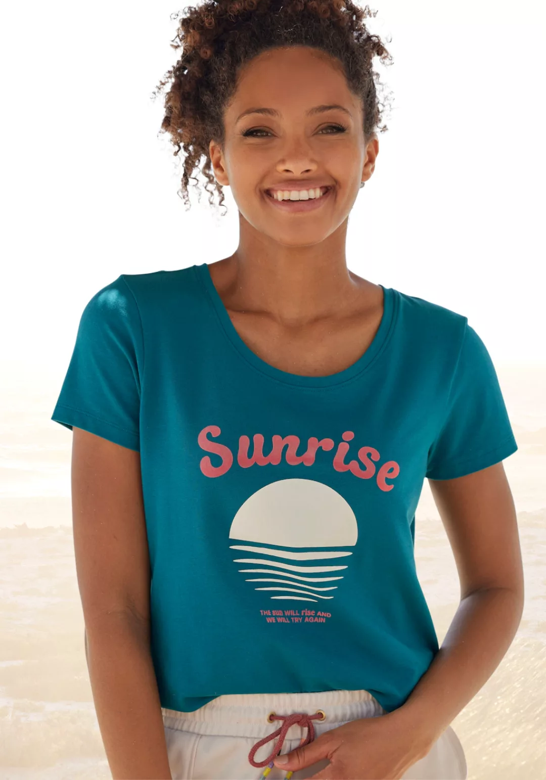 Vivance Kurzarmshirt -T-Shirt mit schönem Frontprint, Loungewear günstig online kaufen