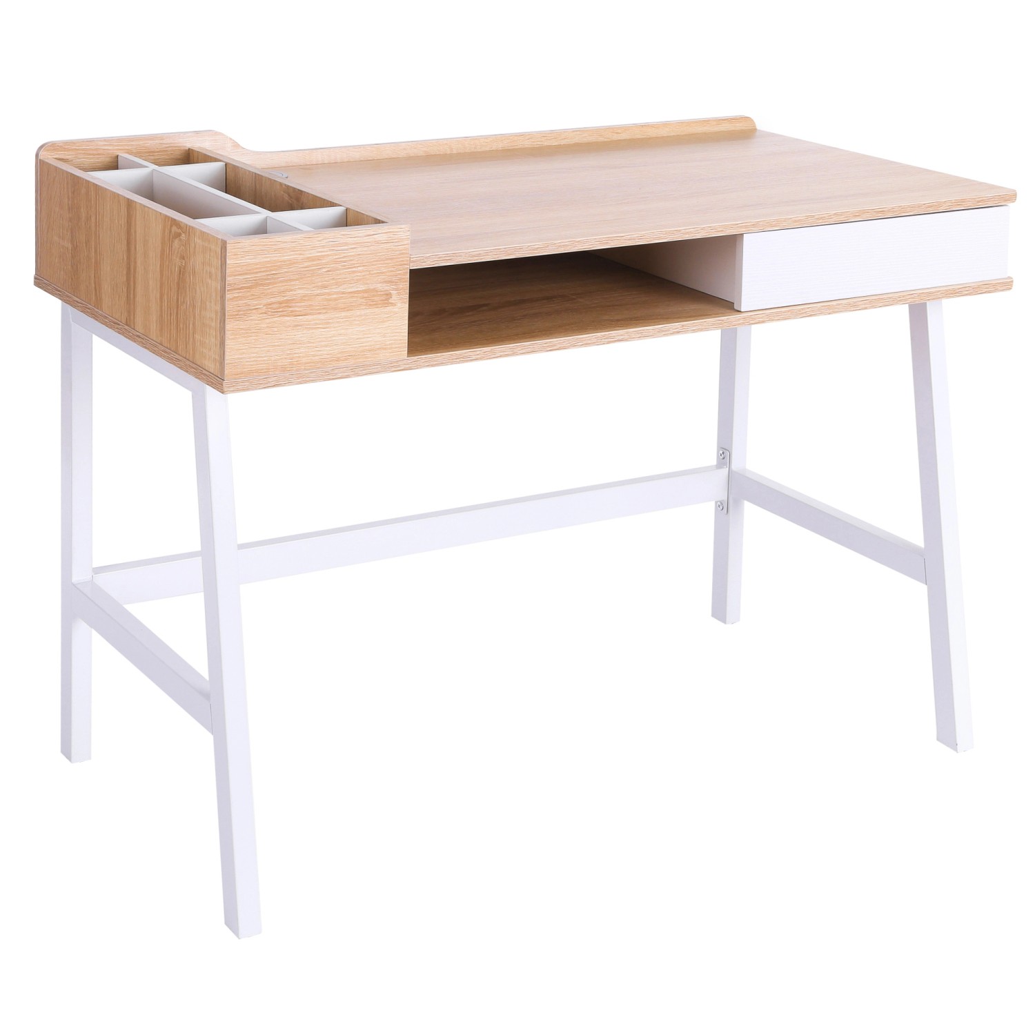 HOMCOM Schreibtisch mit 6 Ablagefächern Natur 100 x 55 x 81,5 cm günstig online kaufen