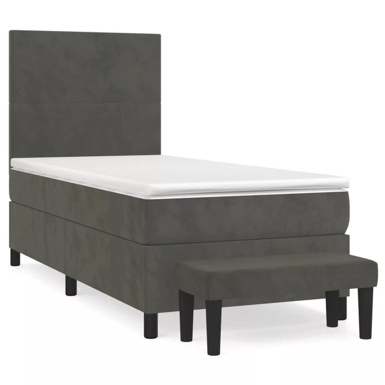 vidaXL Boxspringbett mit Matratze Dunkelgrau 80x200 cm Samt1398506 günstig online kaufen