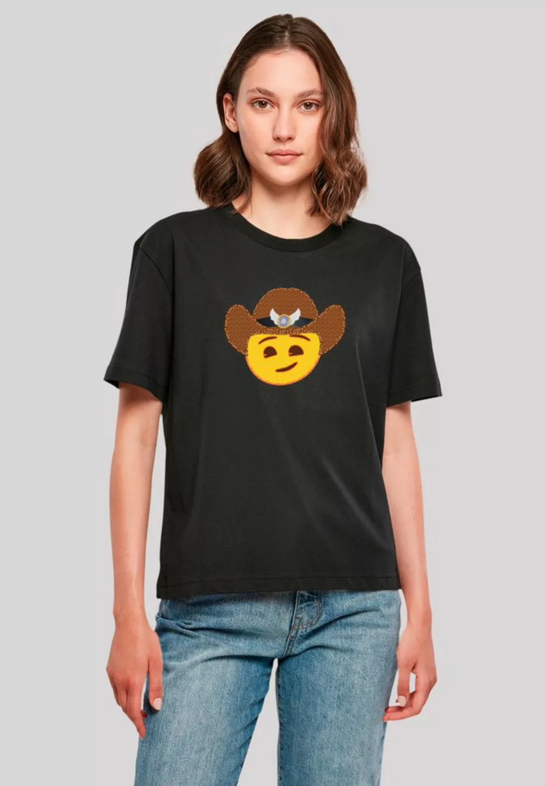 emoji couture T-Shirt Smiling sequin yellow face cowboy hat Premium Qualitä günstig online kaufen