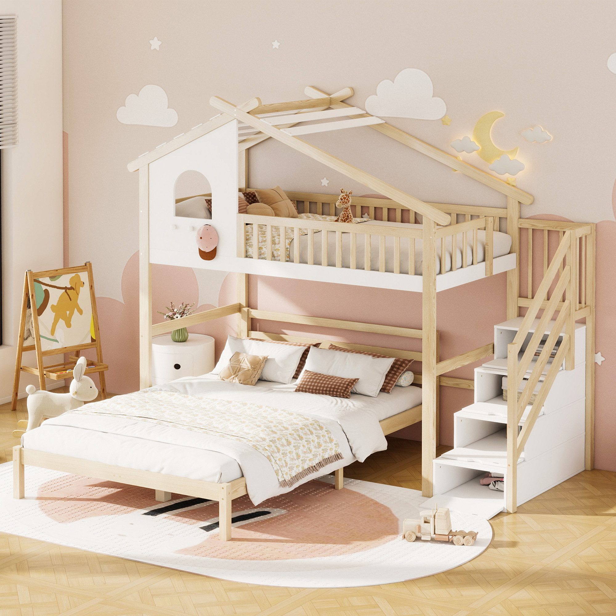 Flieks Etagenbett, Hochbett Kinderbett Hausbett mit günstig online kaufen