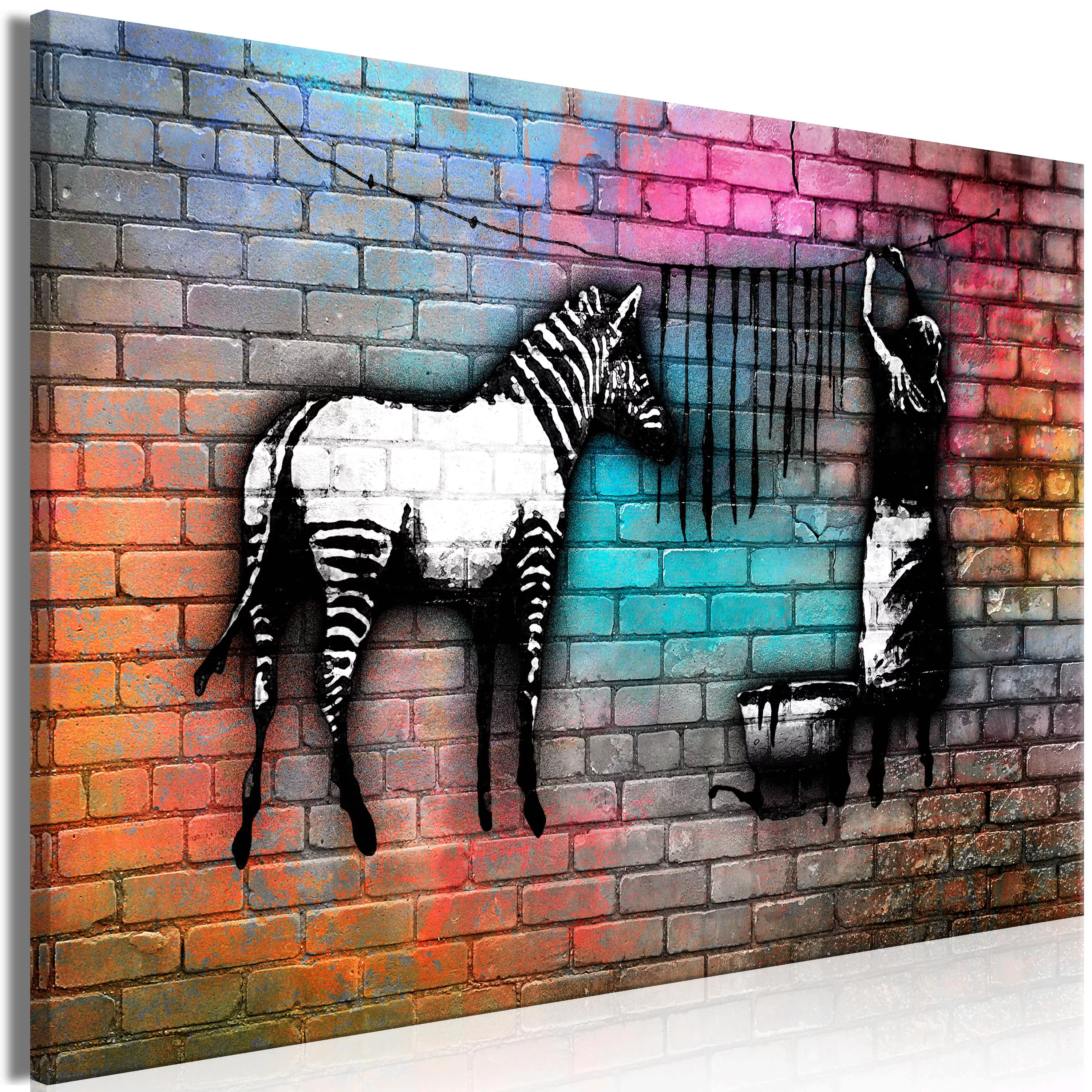 Wandbild - Washing Zebra - Colourful Brick (1 Part) Wide günstig online kaufen