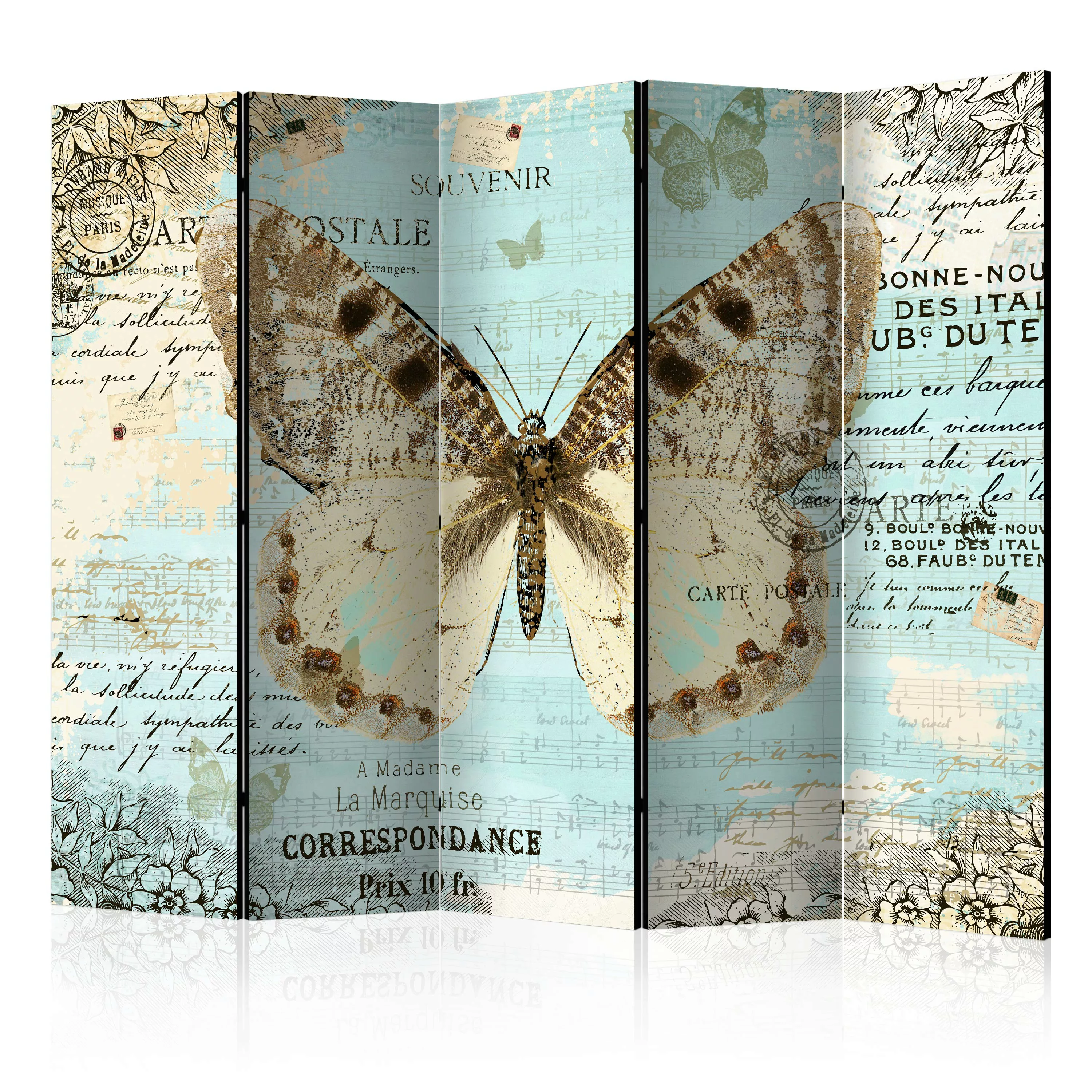 5-teiliges Paravent - Postcard With Butterfly Ii [room Dividers] günstig online kaufen