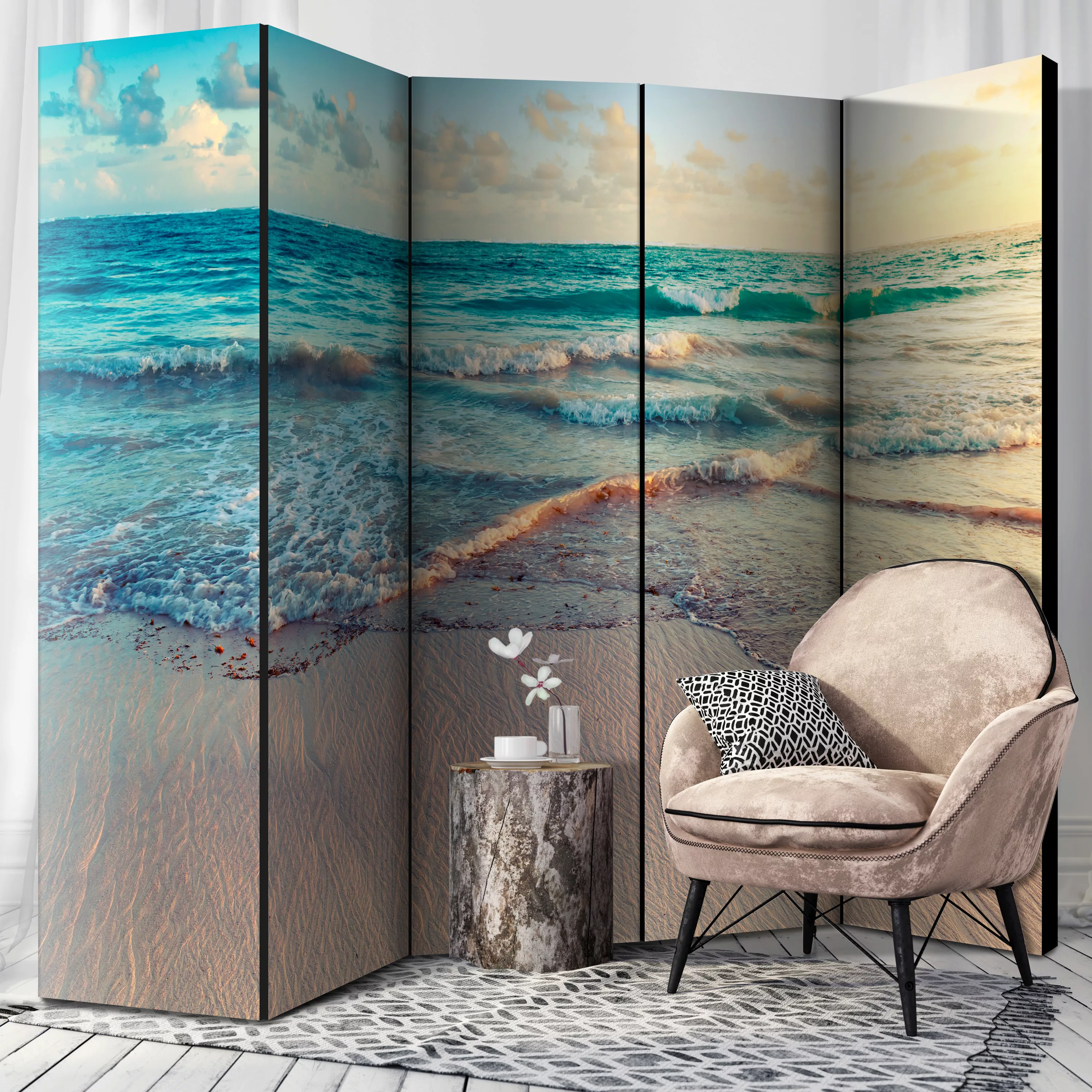 5-teiliges Paravent - Beach In Punta Cana Ii [room Dividers] günstig online kaufen