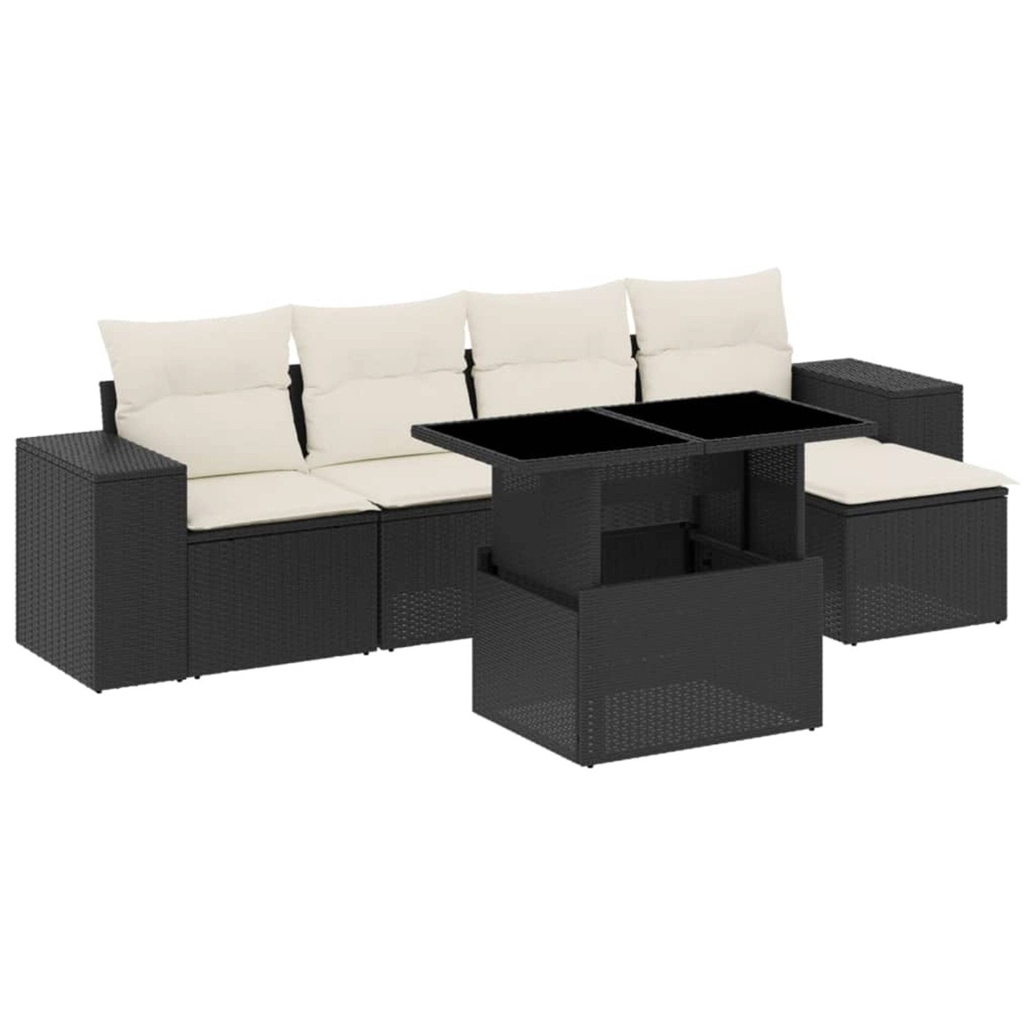 vidaXL 6-Tlg Garten-Sofagarnitur mit Kissen Schwarz Poly Rattan 3269126 günstig online kaufen