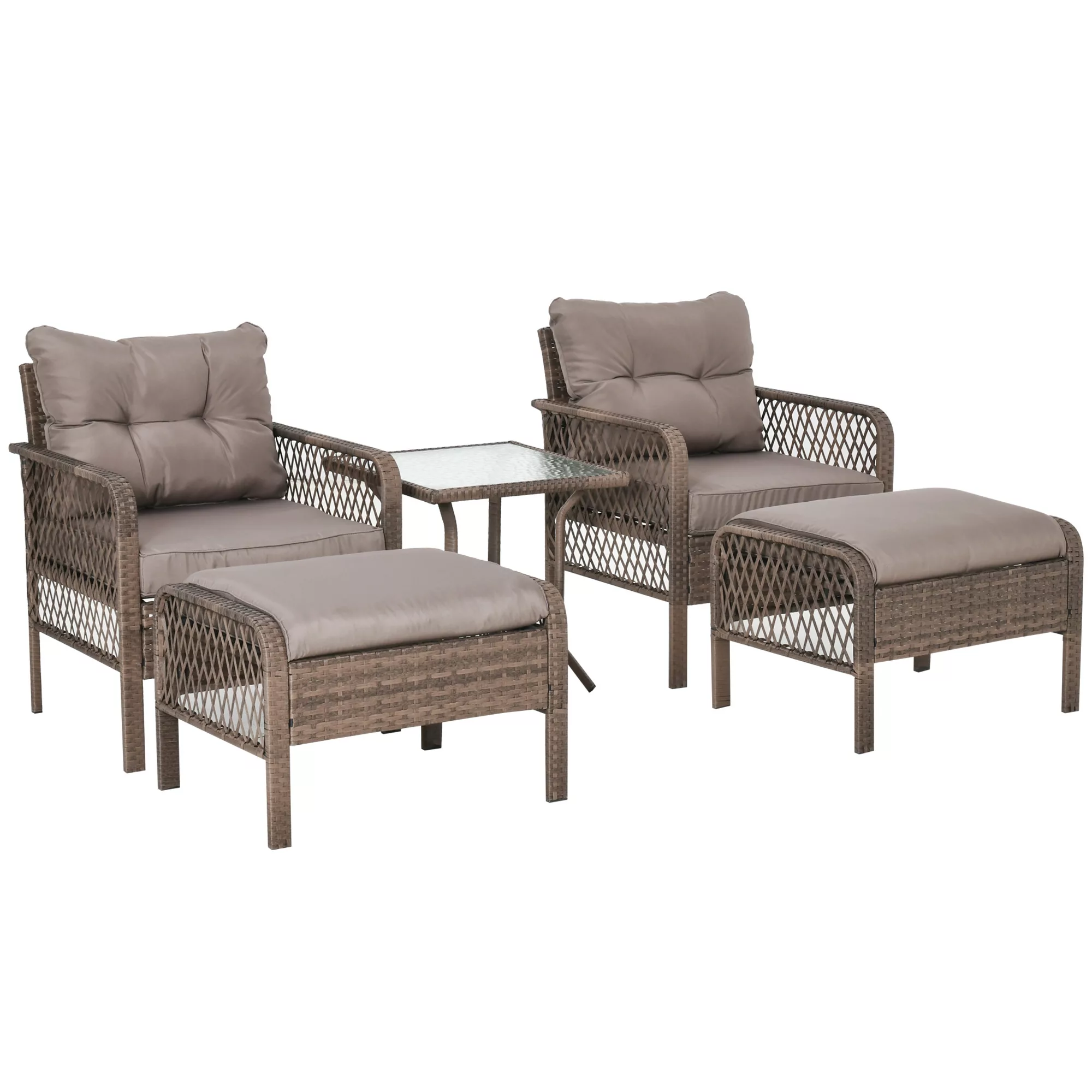 Outsunny Rattan Gartenmöbel Set für 4 Personen Balkonmöbel Set Sofa mit Hoc günstig online kaufen