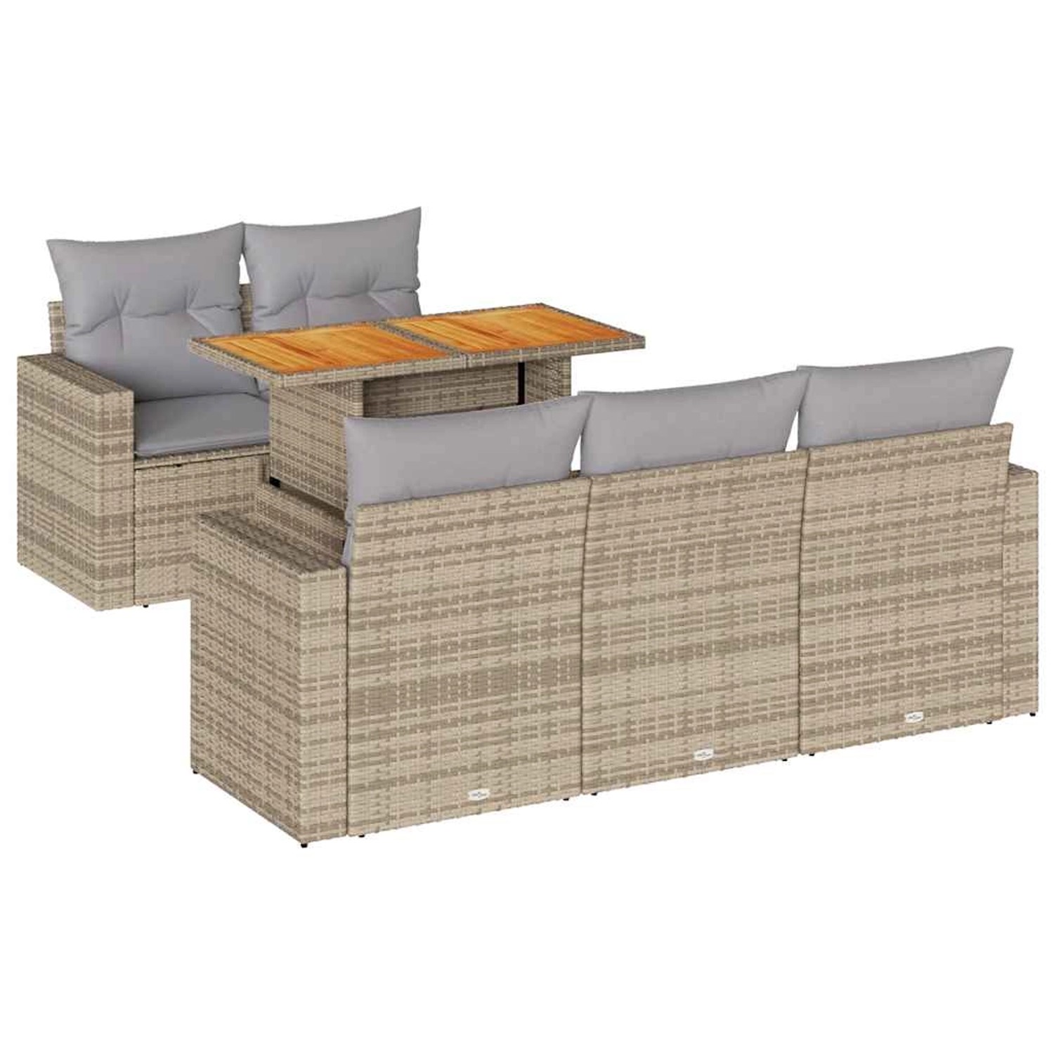 vidaXL 6-Tlg Garten-Sofagarnitur mit Kissen Beige Poly Rattan 3326992 günstig online kaufen