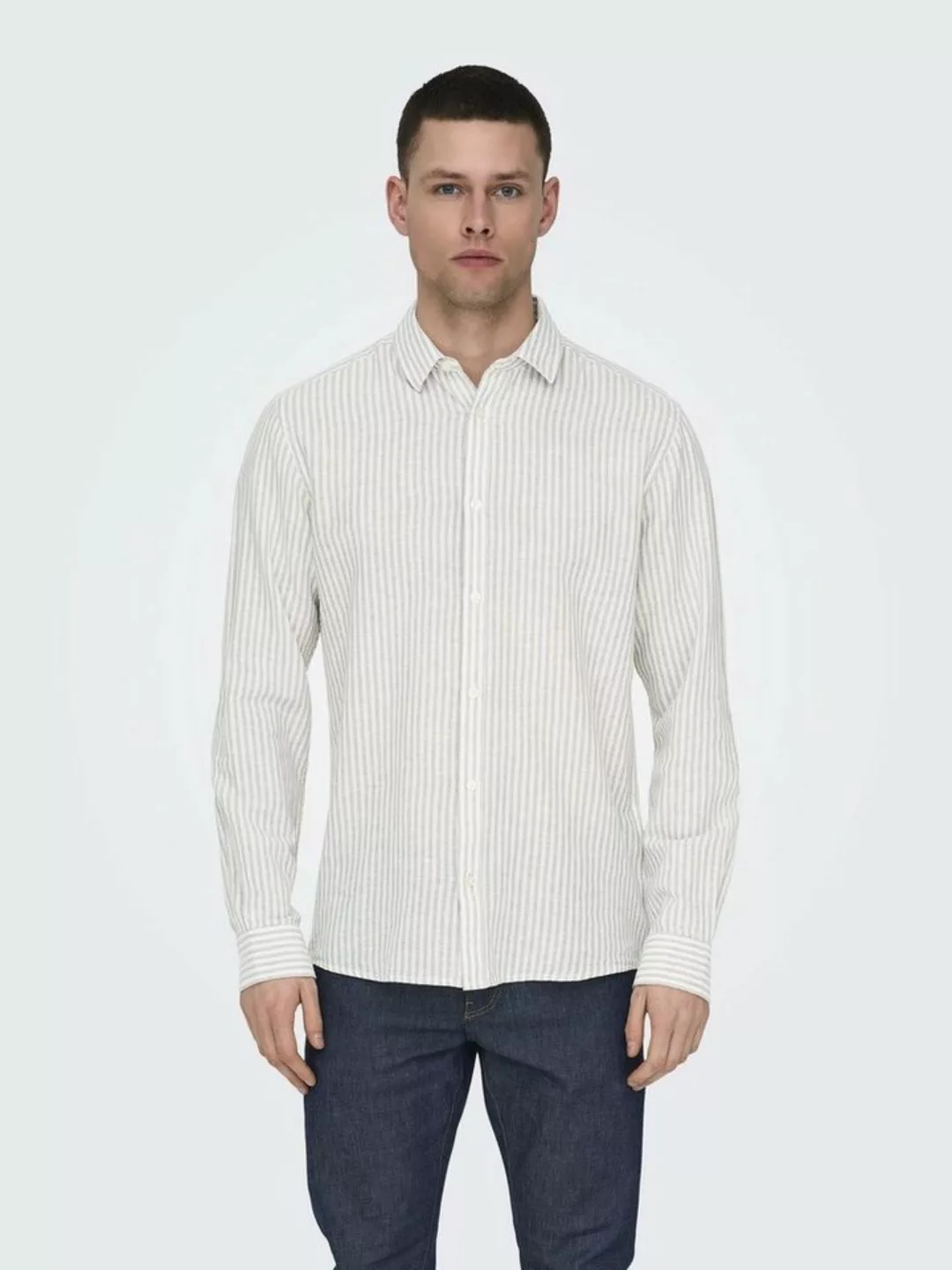 ONLY & SONS Kurzarmhemd ONSCAIDEN LS STRIPE LINEN SHIRT 660 NOOS günstig online kaufen