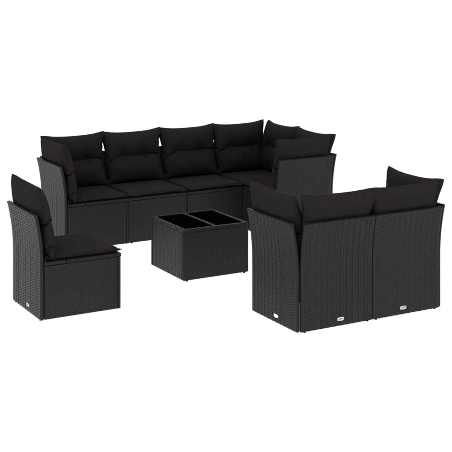 vidaXL 9-tlg Garten-Sofagarnitur mit Kissen Schwarz Poly Rattan Modell 15 günstig online kaufen